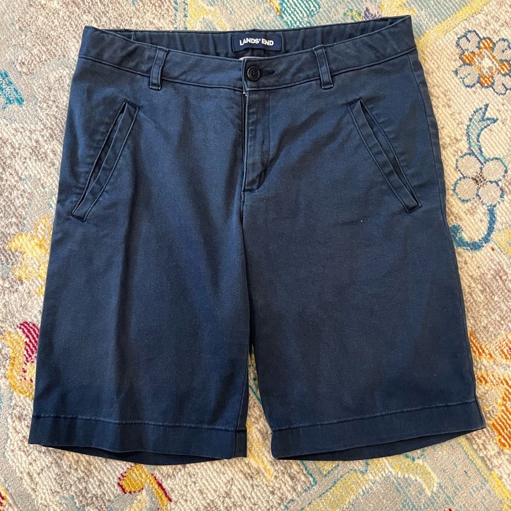 Lands’End Stretch Chino Shorts Girls Size 14 Navy